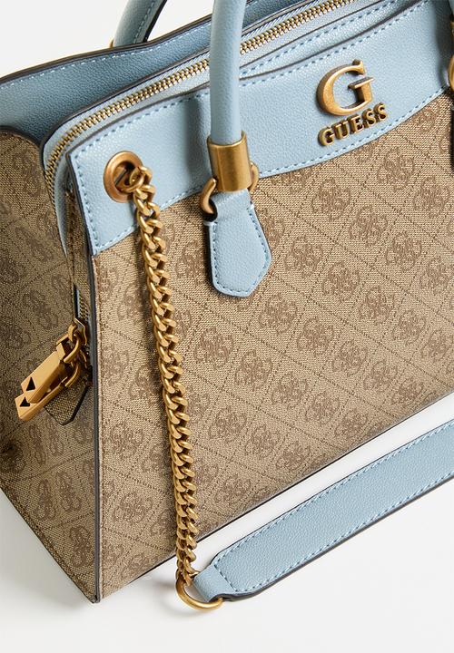 GUESS - Nell logo girlfriend satchel bag -latte logo/blue