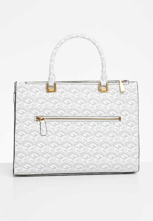 GUESS - Atene society satchel bag - white logo