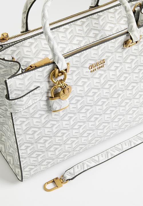 GUESS - Atene society satchel bag - white logo