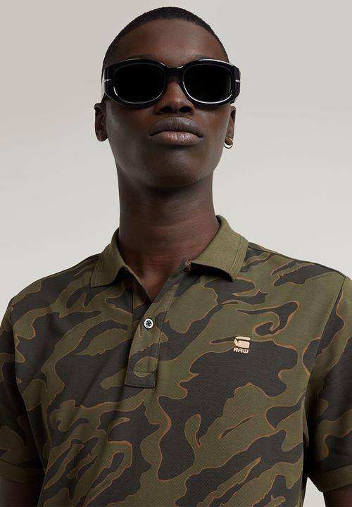G-STAR - Dunda slim ao polo short sleeve - shadow olive island camo