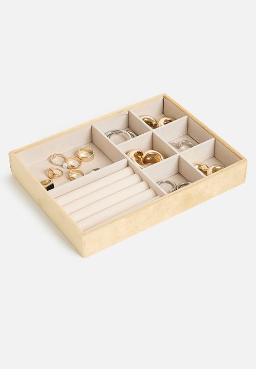 Storage Solutions - Velvet lined jewlery organiser - cream