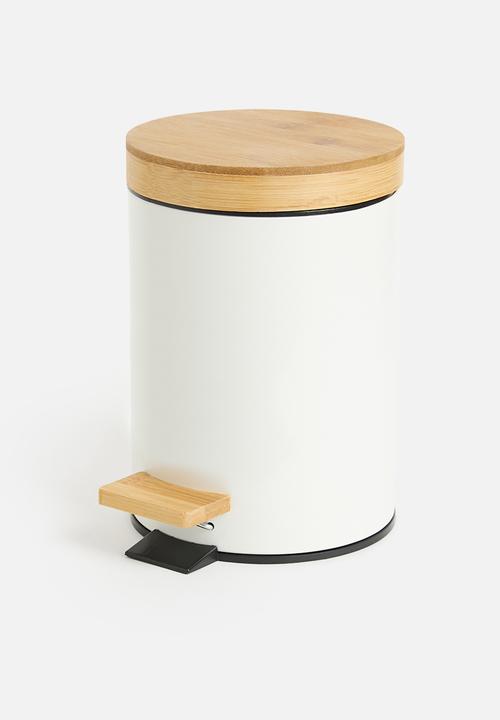 Bathroom Solutions - Bathroom multi pedal bin - white & natural
