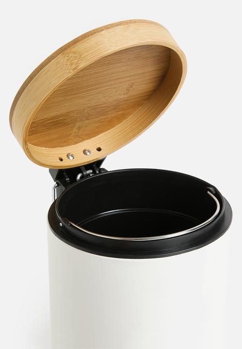 Bathroom Solutions - Bathroom multi pedal bin - white & natural