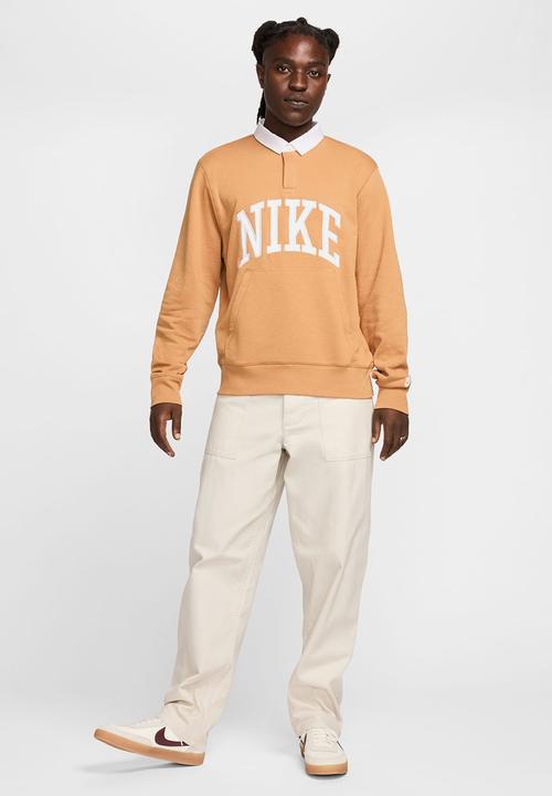 Nike - Nike Club Fleece Long-Sleeve Fleece Polo - flax/white