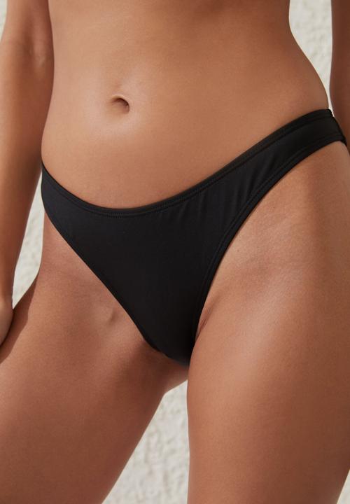 Cotton On - Refined High Side Brazilian Bikini Bottom - Black