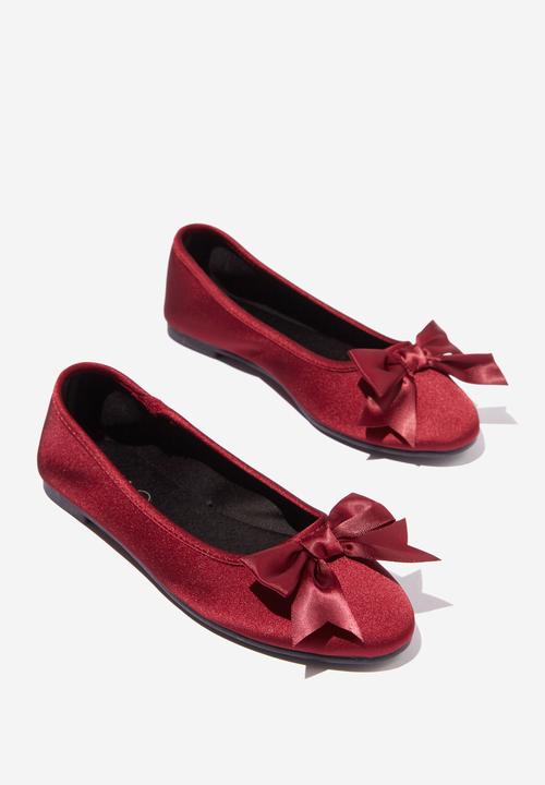 Cotton On - Emma bow ballerina - cherry satin bow