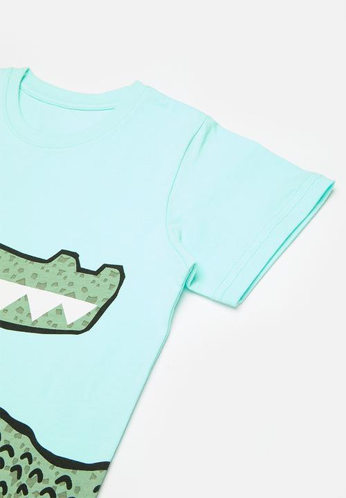 Pop Candy - Printed tee & short set-blue & green