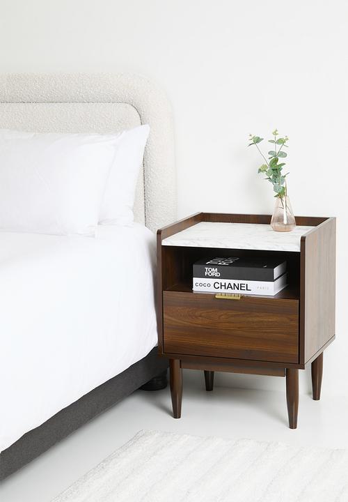 Sixth Floor - Draco marble look bedside table- Walnut