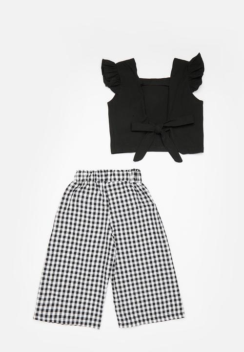 Pop Candy - Back tie & pants set - black & white