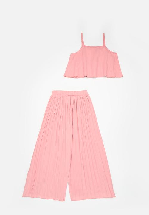 Pop Candy - Cropped cami & pants set-pink