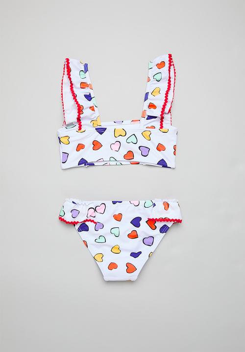 Pop Candy - Heart print bikini set - white