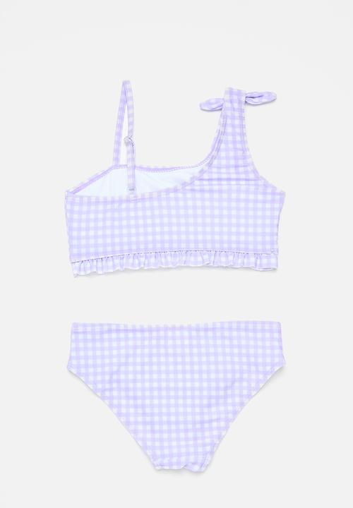 Pop Candy - Gingham bikini set - purple & white
