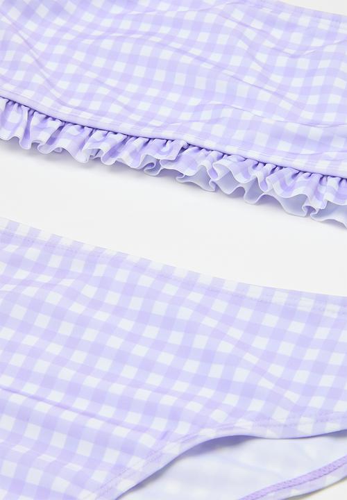 Pop Candy - Gingham bikini set - purple & white