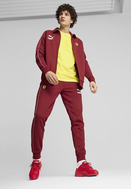 PUMA - Ferrari Race Iconic T7 Track Pants - Intense Red-Speed Yellow