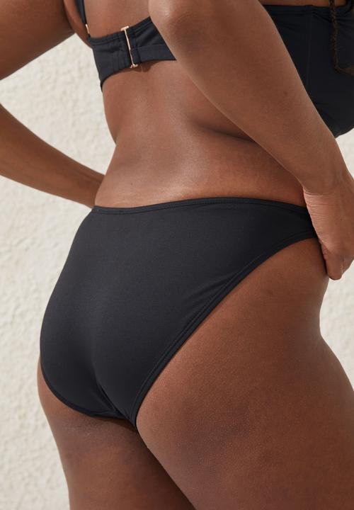 Cotton On - Plus Full Bikini Bottom-Black Crinkle