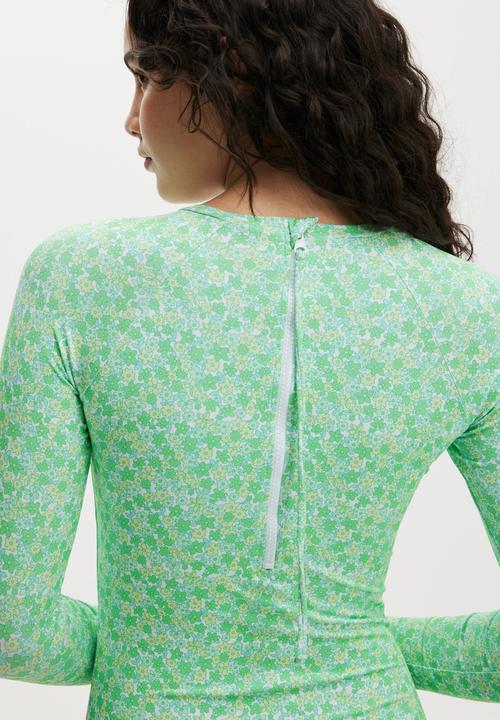 Cotton On - Long Sleeve One Piece Full-Georgette Floral Greens