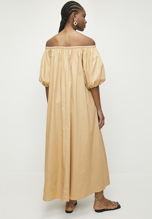 Superbalist - Puff sleeve maxi trapeze dress - candied ginger