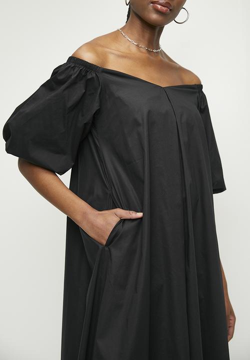 Superbalist - Puff sleeve maxi trapeze dress - black