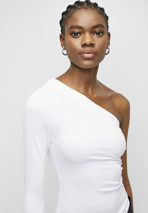 Superbalist - Asymmetrical side ruched top - white