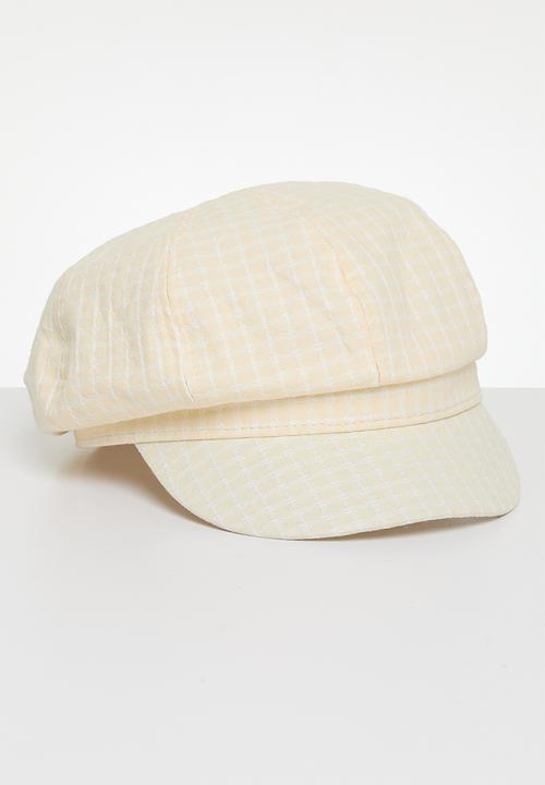 Superbalist - Checkered baker boy hat - cream
