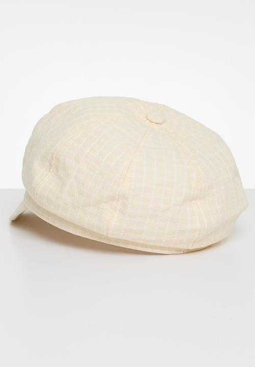 Superbalist - Checkered baker boy hat - cream