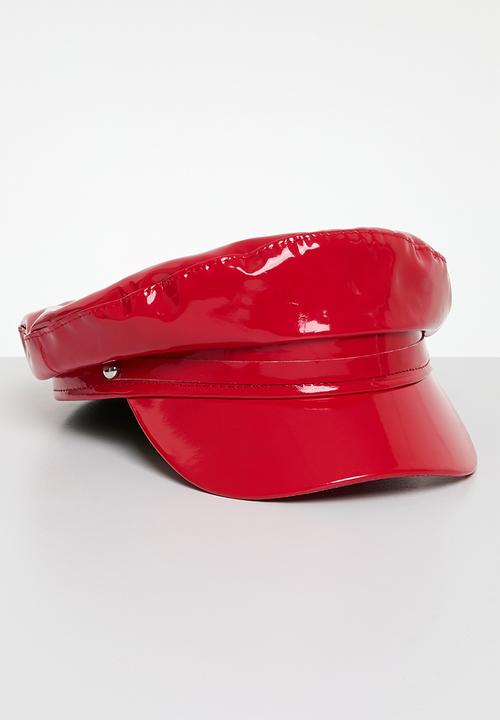 Superbalist - Patent faux leather baker boy hat - red