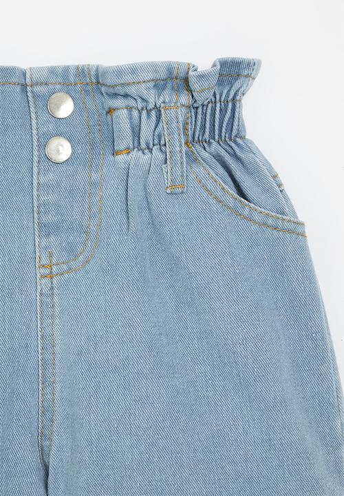 Pop Candy - Paperbag denim shorts - blue