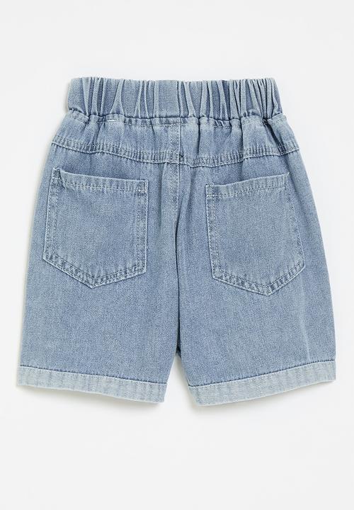 Pop Candy - Heart print denim shorts-blue