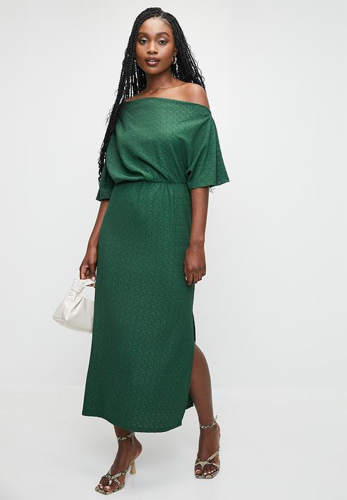 MILLA - Off shoulder knit midi dress - sycamore