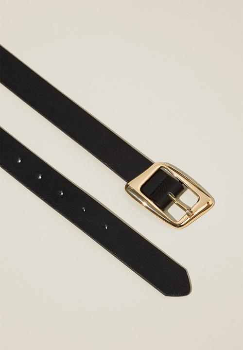 Rubi - Angular Buckle Belt - Black/Gold