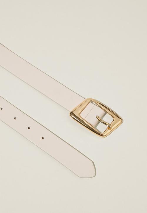 Rubi - Angular Buckle Belt - Ecru/Gold