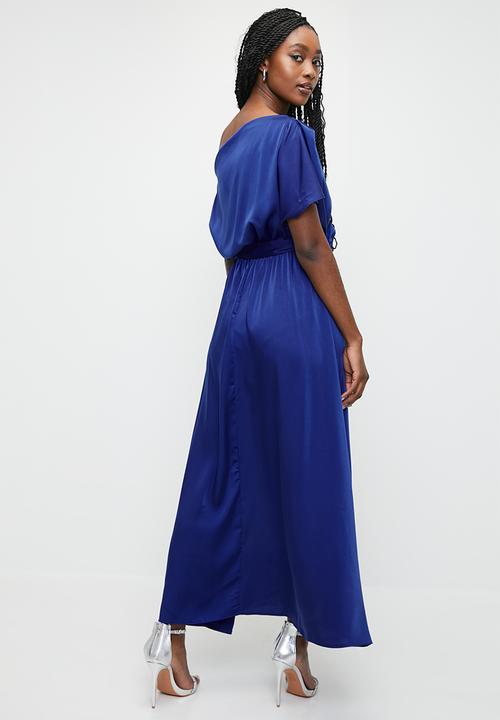 MILLA - Slash neck maxi dress - medieval blue
