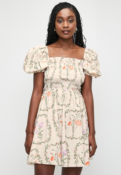MILLA - Shirred mini fit & flare dress - neutral 