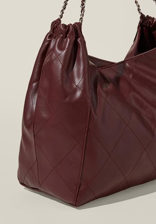 Rubi - Jamie Chain Tote Bag - Berry Red & Silver Chain