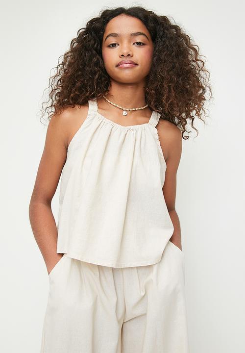 Pop Candy - Sleeveless top & pants set - beige