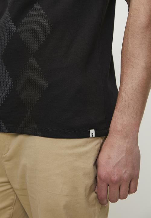 Pringle of Scotland - Hugo all over argyle short sleeve crew neck tee - black