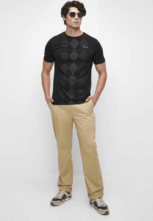 Pringle of Scotland - Hugo all over argyle short sleeve crew neck tee - black