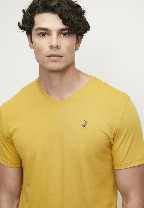 POLO - Mens Short Sleeve V Neck Tee - Mustard