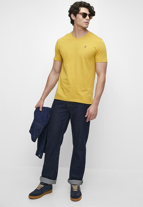POLO - Mens Short Sleeve V Neck Tee - Mustard