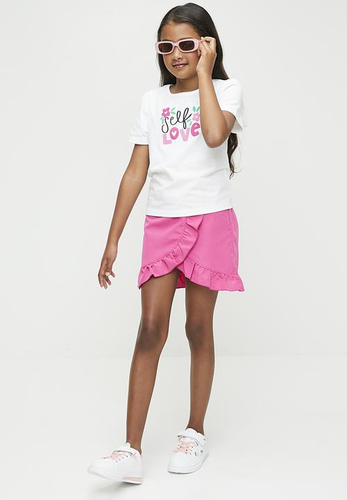 Pop Candy - Tee & skirt set - pink & white