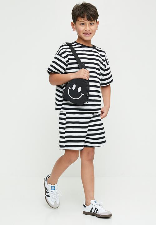 Pop Candy - Striped tee and short set - black & white