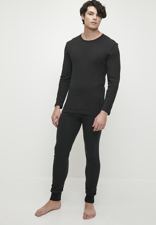 Jockey - 1 Pack drop needle interlock long john - black