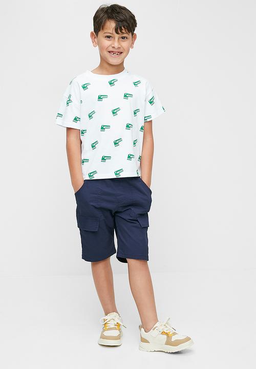 Pop Candy - Printed dino tee - green & white