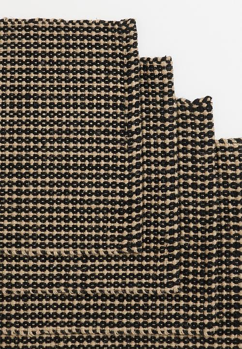 Sixth Floor - Cotton Jute w Fringes Placemats Set of 4 - Black