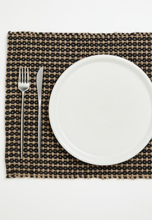 Sixth Floor - Cotton Jute w Fringes Placemats Set of 4 - Black