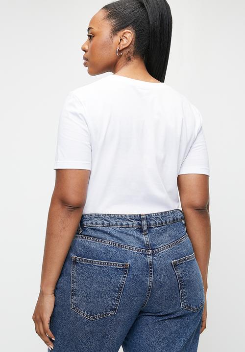 Calvin Klein - Plus ck embro badge v-neck tee - bright white