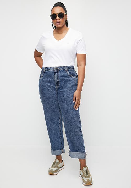 Calvin Klein - Plus ck embro badge v-neck tee - bright white