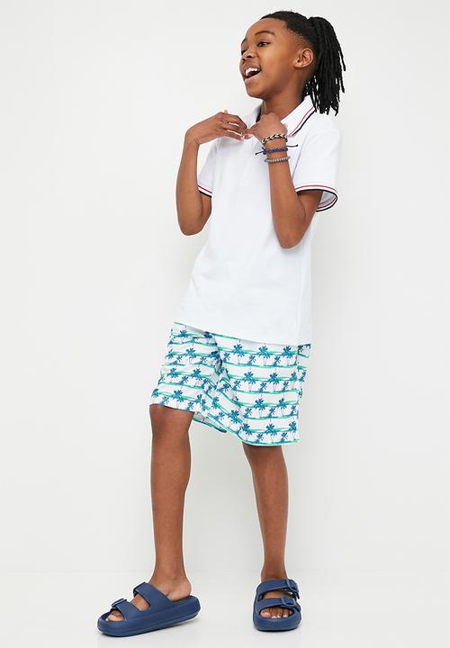 Pop Candy - Printed board shorts - blue & white