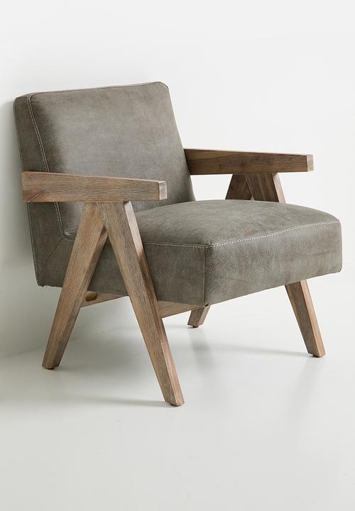 Sixth Floor - Corby genuine  leather occasional chair - graphite