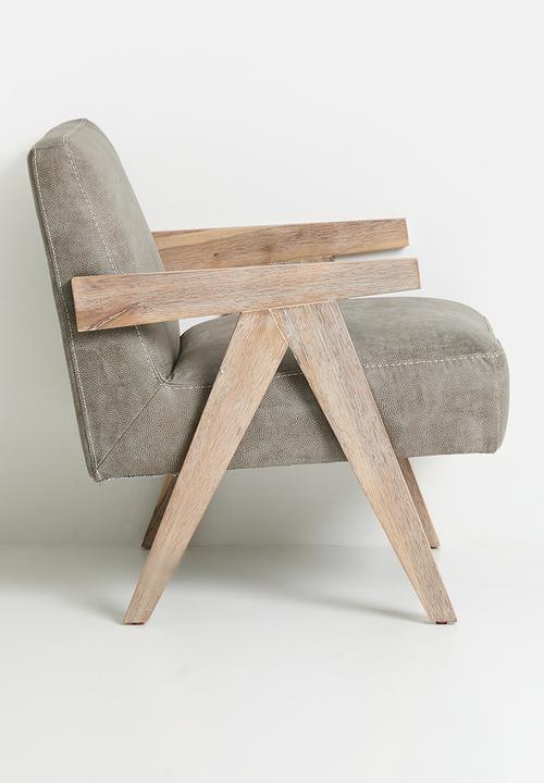 Sixth Floor - Corby genuine  leather occasional chair - graphite